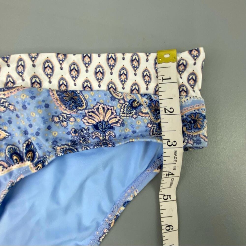 Lucky Brand Swim Blue Paisley Boho Hipster Bikini Bottom Wms sz L NWT - Picture 7 of 8